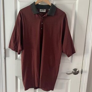 Slazenger Maroon striped Mens Polo Shirt Classic Design Sz Large